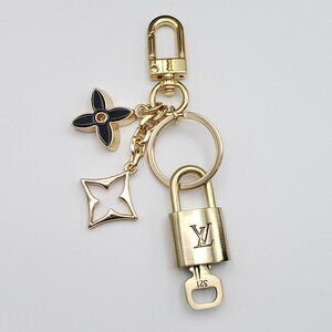 Authentic Louis Vuitton Lock & Key with Unbranded Flower Charm, Keychain